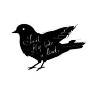 Hand drawn poster with flying bird Vector illustration Fly like