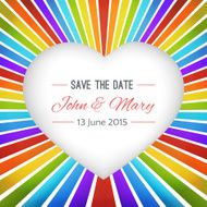 Rainbow heart background with Save the date Vector illustration