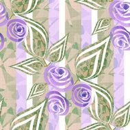 Flowers seamless pattern on striped