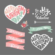 Set of badges and elements for Valentine`s day