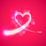 Trail of plane like heart vector background