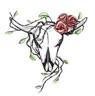 Cow Skull with Romantic Roses Tattoo