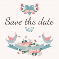 Invitation with cute funny birds N2