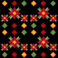 Cartoon cute red flowers seamless pattern with geometric element