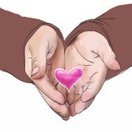 hands hold a heart vector