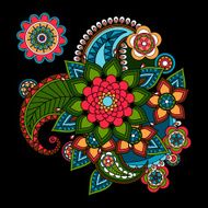 Paisley Floral Design Element N2