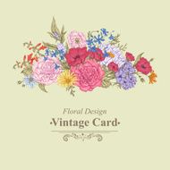 Gentle Retro Summer Floral Greeting Card Vintage Bouquet Vector illustration N14