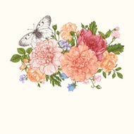 Foral card with garden flowers