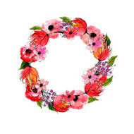 Watercolor flowers wreath N9