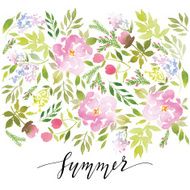 Watercolor greeting card flowers N214
