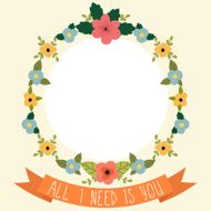 Floral frame with ribbon Valentine card