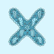 Cute letter X Floral monogram X with vintage flowers and