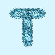 Cute letter T Floral monogram T