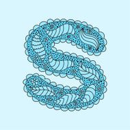 Cute letter S Floral monogram S with vintage flowers and