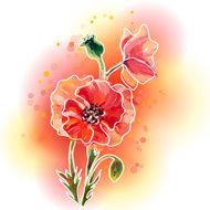Poppies Summer flowers invitation template card N7