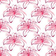 Pink and purple lilies seamless pattern