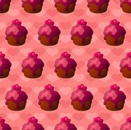 Pattern with cupcakes and hearts