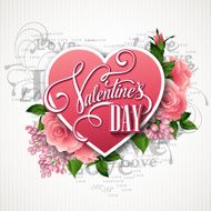 Valentines day vector illustration with a heart of beautiful flowers N7