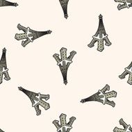 Eiffel Tower cartoon seamless pattern background N2