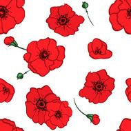 seamless pattern red poppies N2