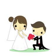 groom and bride give love
