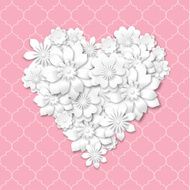 heart shape composed from white flowers N3