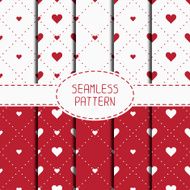 Set of red romantic seamless pattern with hearts Wrapping paper N3