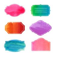 Set of templates frames labels stickers Colorful watercolor texture