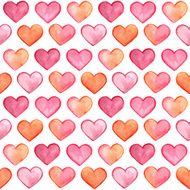 Vector seamless pattern with watercolor hearts N2