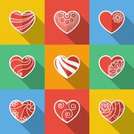 Set of Flat Heart Icons N10