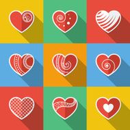 Set of Flat Heart Icons N11