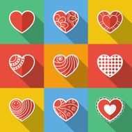 Set of Flat Heart Icons N12