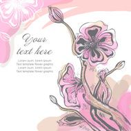Vector card with graphic stylized cherry blossom N5
