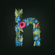 letter Flower alphabet Colorful font Lowercase N37