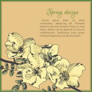 Floral card template design with dog-rose flower