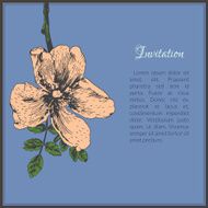 Invitation card template with dog-rose flower N3