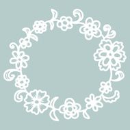 Hand drawn floral round frame N16