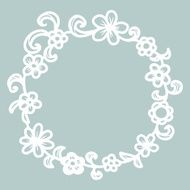 Hand drawn floral round frame N17