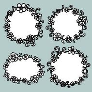 Hand drawn floral round frame N19