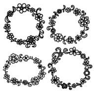 Hand drawn floral round frame N20