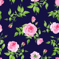 Vintage navy with pink rose seamless vector print