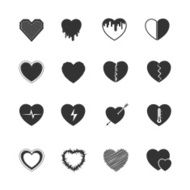 Heart black icons set