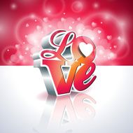 Valentines Day illustration with 3d Love typography design N3