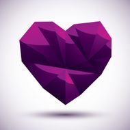 Violet heart geometric icon made in 3d modern style
