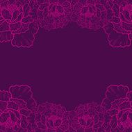 Hand drawn peony flowers on dark background