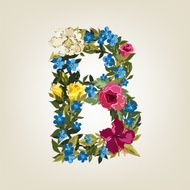 B letter Flower capital alphabet Colorful font Uppercase N2