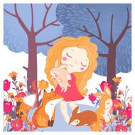 Girl and animals N3