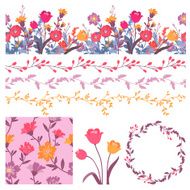 Vector set with floral elements