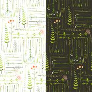 Meadow with Grass and Flowers Seamless Background