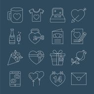 valentine&#039;s day line icon set N16